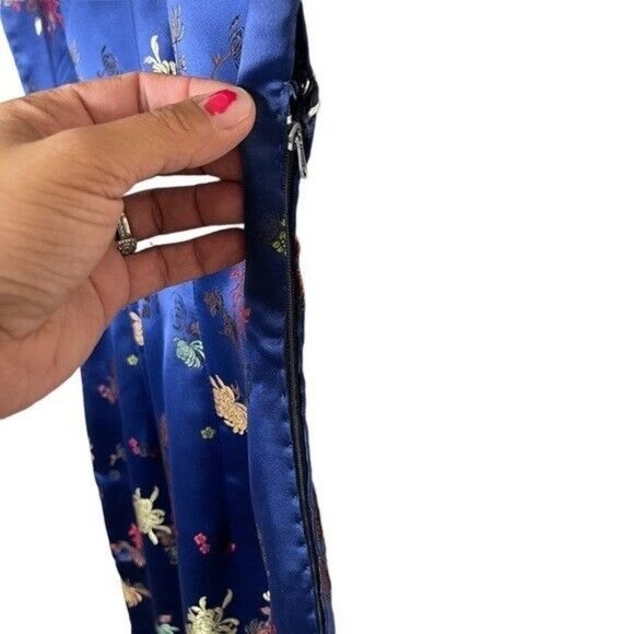 VINTAGE Long Cheongsam Dress Slim Qipao Chinese Lady Satin Dress Gown Size Small - Picture 10 of 11